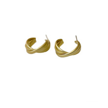 Shangjie OEM Exaggerated metallic texture multilayer C-shaped earrings 925 silver hoop earrings